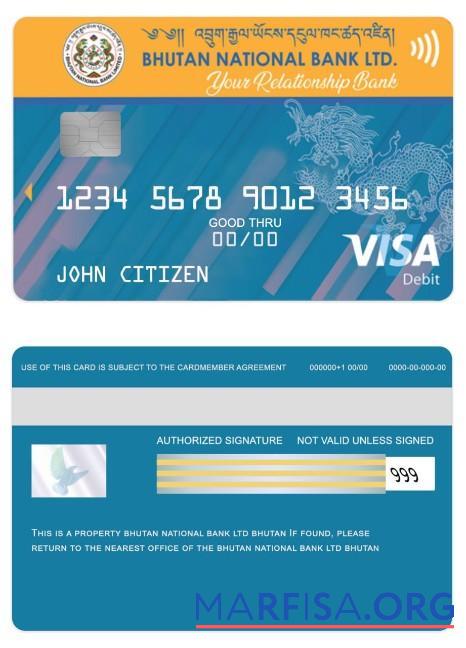 Downloadable Bhutan national bank LTD visa debit card download for verification